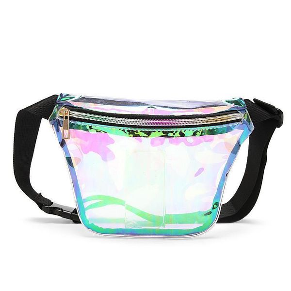 

women's fashion laser pvc transparent waist bag bananka travel fanny pack women walking mountaineering belly bag belt bag