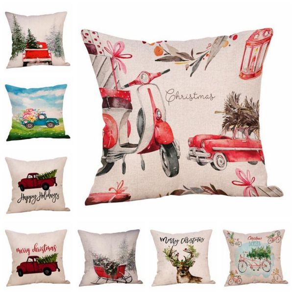 

pillow case christmas series cushion car pattern printed cover holiday decorative pillowcase