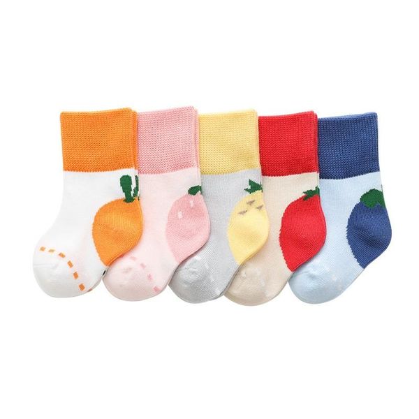 

socks autumn/winter baby boys girls fruit born boneless floor children cotton, Pink;yellow