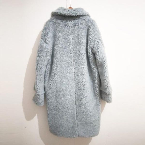

women's fur & faux imitation lamb coat autumn winter fashion women fluffy warm long sleeve outerwear jacket thick plus size coats, Black
