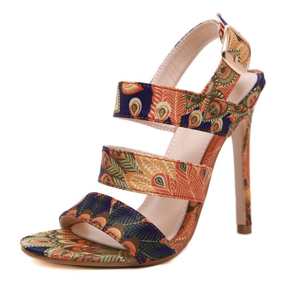 

sandal finger down blue foot thin high heels, Black