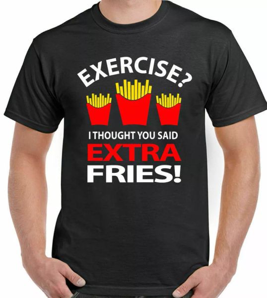 

eserczio more fries mens t-shirt funny overweight humor large, White;black