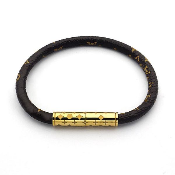 

link, chain titanium steel jewelry wholesale v printing coffee pattern magnetic buckle leather bracelet lovers foreign trade bracele, Black