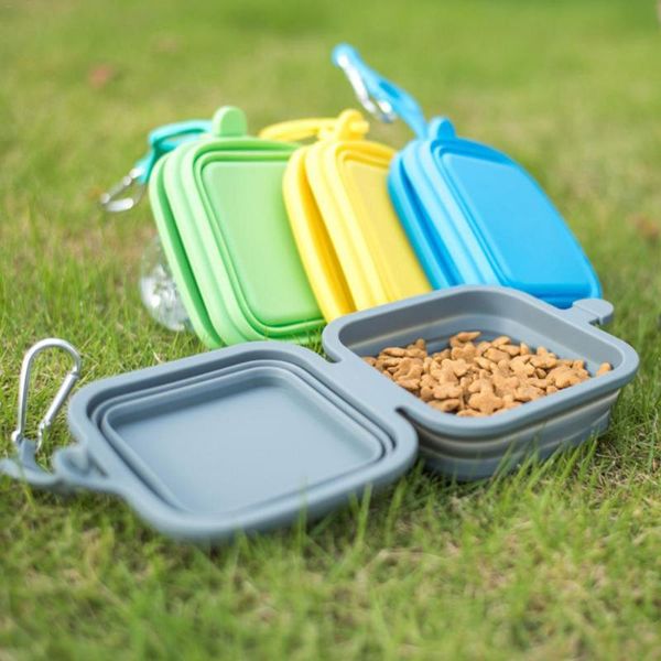 

dog bowls & feeders collapsible silicone pets bowl with buckle portable pet feeder outdoor travel water feeding foldable dish for dogs