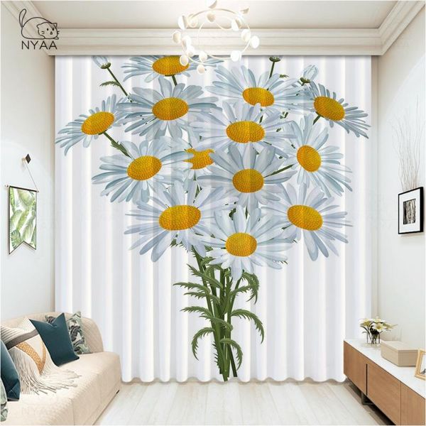 

watercolor daisy flower curtain french window po curtains interior for home of beads door openings micro shading & drapes