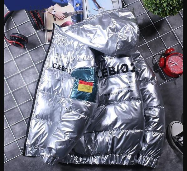 

22men's down jacket slim and shiny thickening, Black