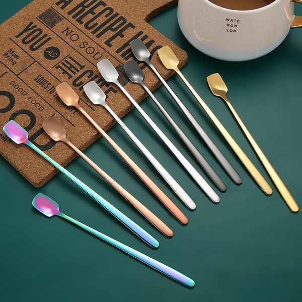 

spoons stainless steel square head stirring spoon soup western portable tableware