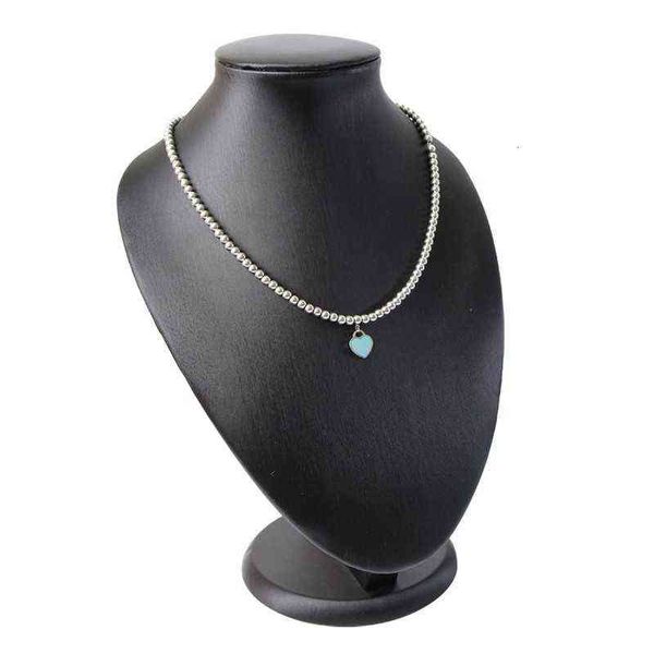 

enamel love t family necklace ins high sense buddha bead round chain large heart pendant female straight, Silver