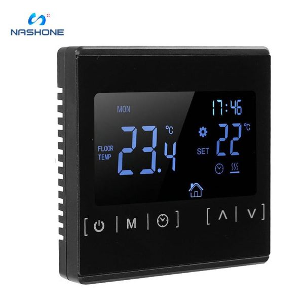 

smart home control nashone touch screen thermostat 220v temperature controller thermoregulator back light electric heating room floor