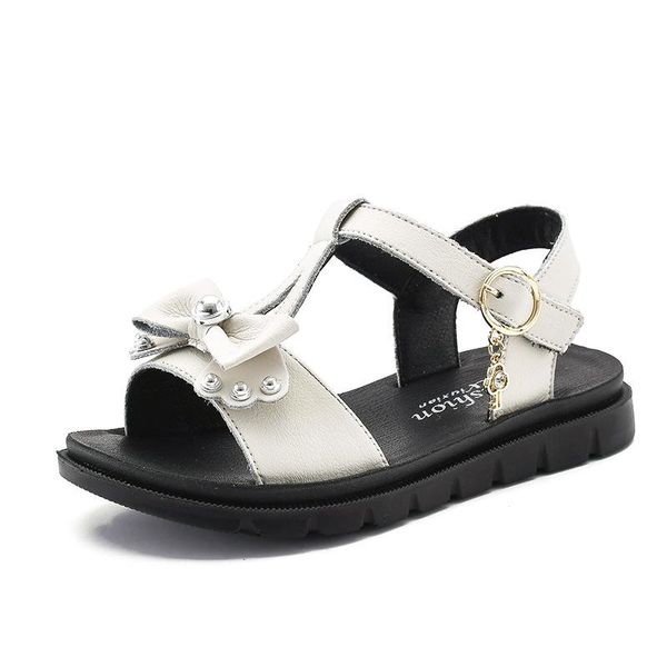 

baby girls sandals summer genuine leather children beach shoes breathable kids comfortable sports casual size 26-37, Black;red