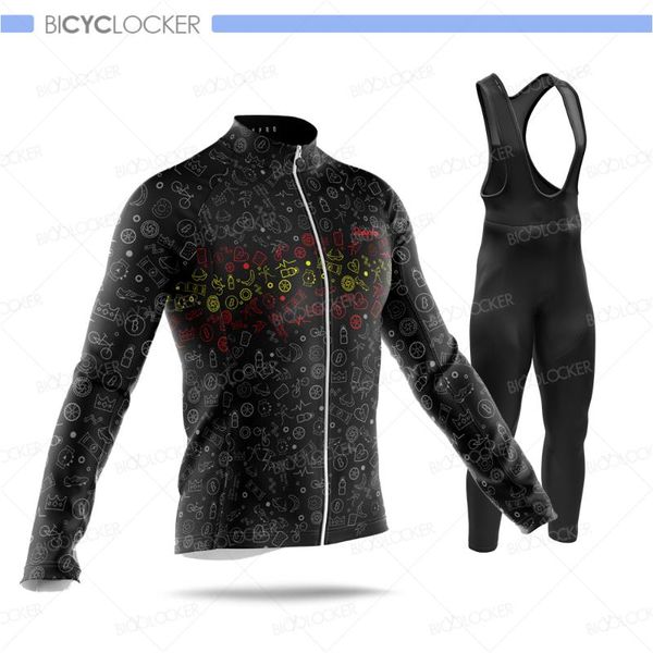 

racing sets man cycling clothing autumn long sleeve jersey set breathable quick dry triathlon wear bicicleta uniforme ciclismo hombre 2021, Black;blue