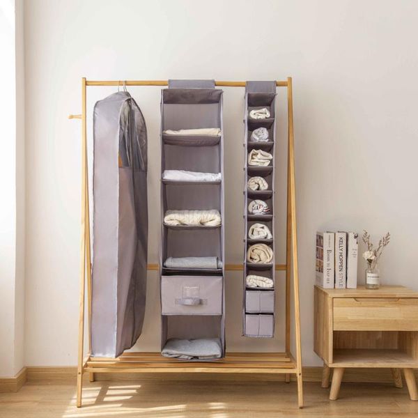 

storage boxes & bins 10-tier space-saving oxford fabric closet hanging shelf organizer collapsible clothing shoe box holder