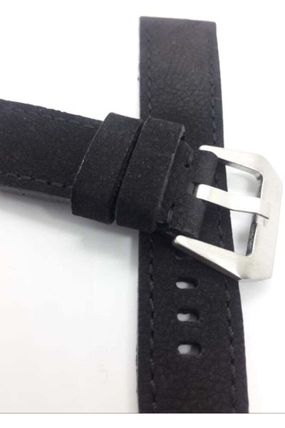 

watch bands panarai black nubuck leather watchbands handmade, Black;brown