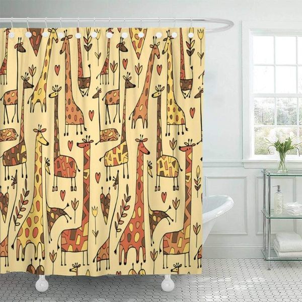 

shower curtains curtain africa funny giraffes sketch your design african animal baby black cartoon character bathroom