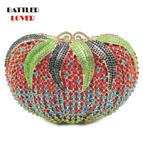 

evening bags women bridal wedding party bag diamond luxury vegetable tomato fruit strawberry clutches female pumpkin cart handbags1
