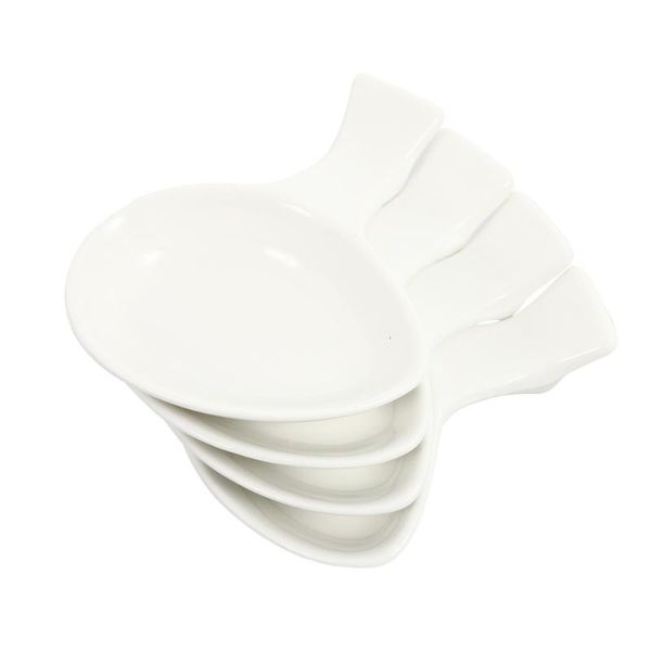 

chopsticks 4pcs ceramic seasoning dishes dipping bowls rests for home (white)