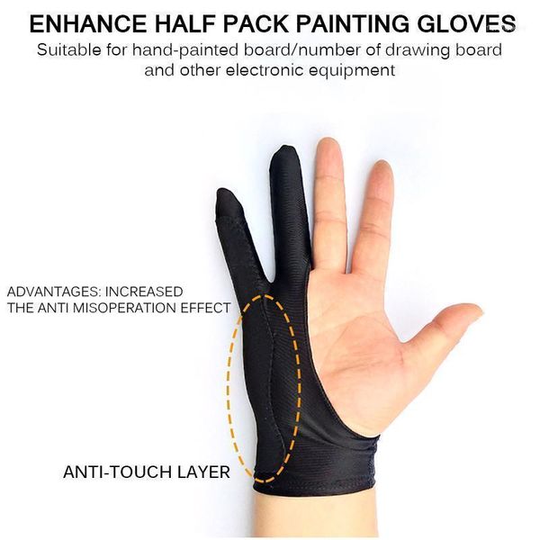 

anti-fouling two-fingers artist anti-touch glove for drawing tablet right and left hand ipad screen board11