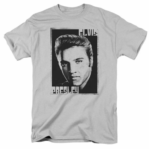 

elvis presley graphic portrait t shirt mens licensed the king tee silver, White;black