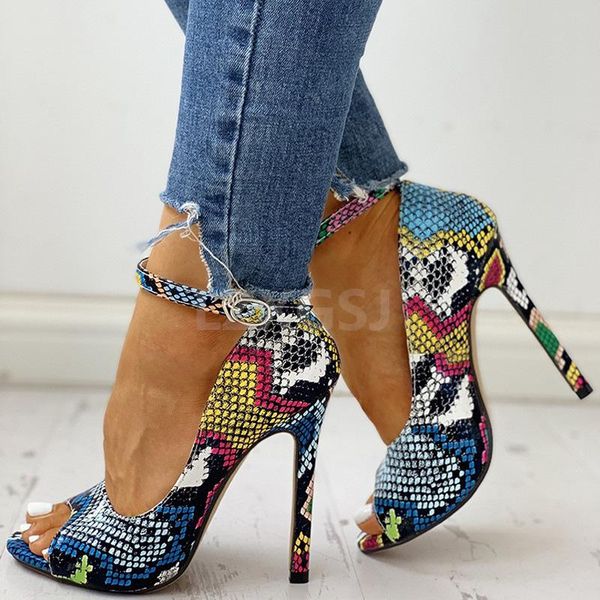 

summer high heels women sandals peep toe serpentine ladies pumps ankle strap platform stiletto party wedding shoes, Black