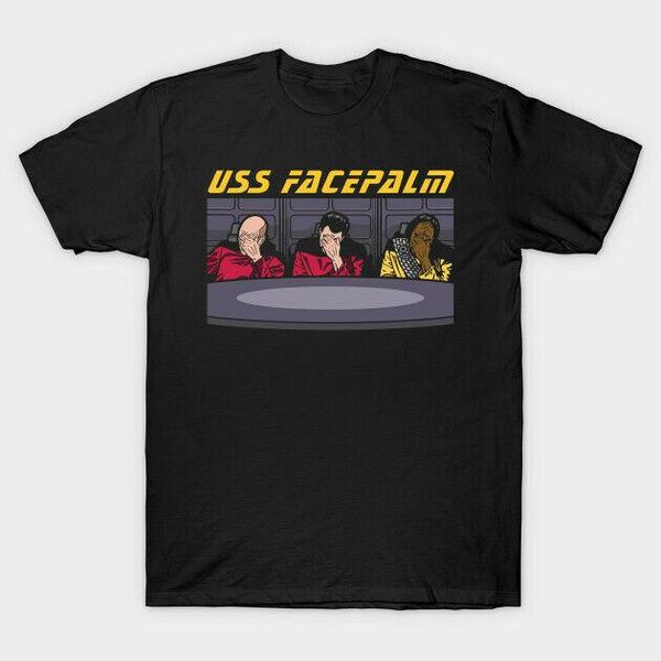 

uss facepalm star trek the next generation movie funny mashup black t-shirt, White;black