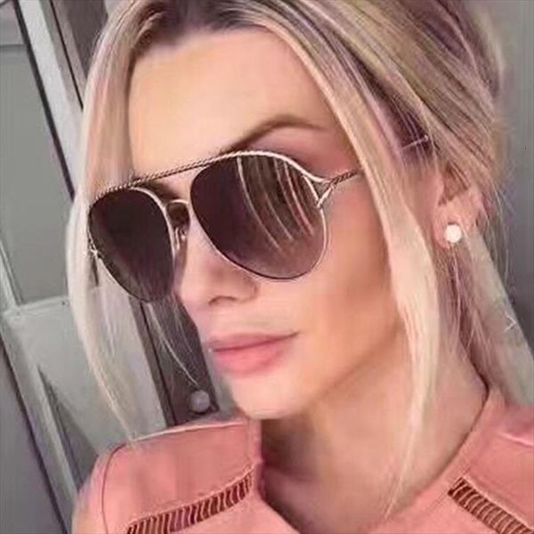 

spiral chain metal brand design pilot men sunglasses mirror fashion trendy women sunglass gradient, White;black