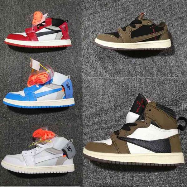 

unc high og 1s youth kids shoes travis scotts cactus jack university blue born baby infant toddler boys girls sneakers, Black