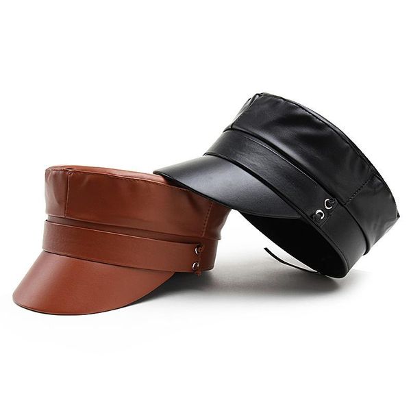 

berets autumn women leather baseball hat vintage casual beret outdoor travel wild sboy, Blue;gray