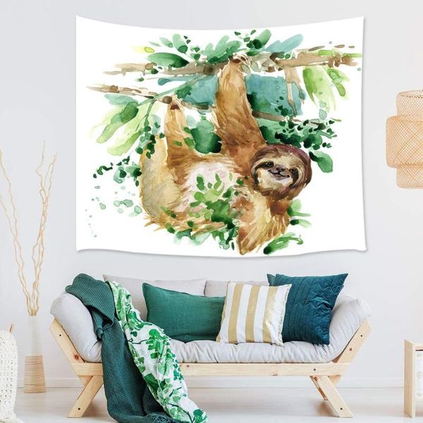 

tapestries watercolor sloth on trees cute animal for kids wall hangings