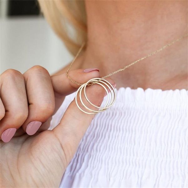 

chains 30mm annulus circle necklace for men stainless steel 3 circles minimalist chokers everyday delicate chain necklaces jewelry gift, Silver