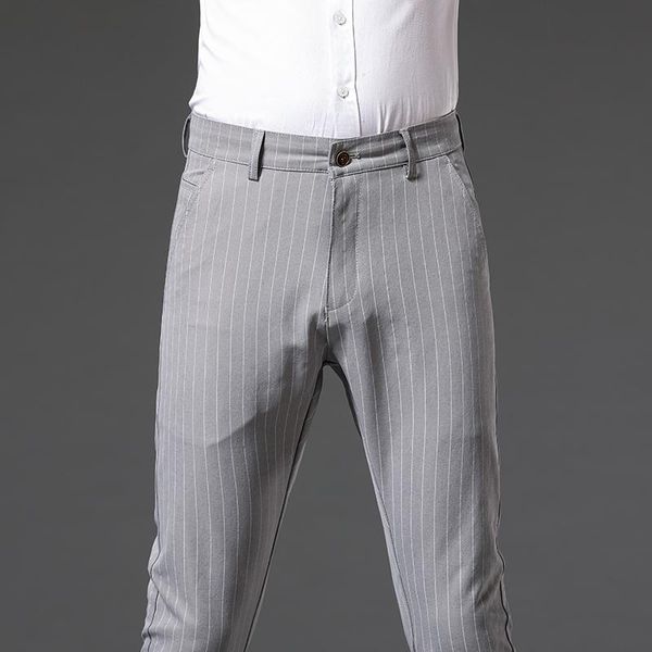

men's pants 2021 autumn business straight slim casual classic style black red grey stretch male brand clothes