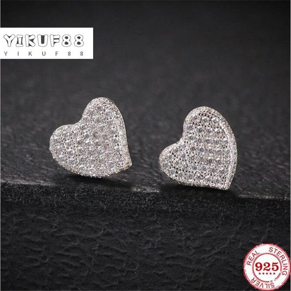 

stud yikuf88 s925 sterling silver men earrings fashion bevel love male hip hop jewelry gift for, Golden;silver
