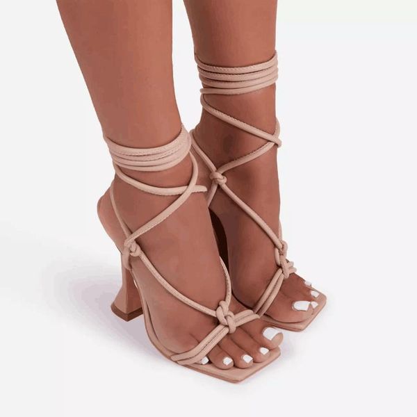 

style party high-heel sandals ladies club summer square toe ankle strap women shoes tacones altos, Black