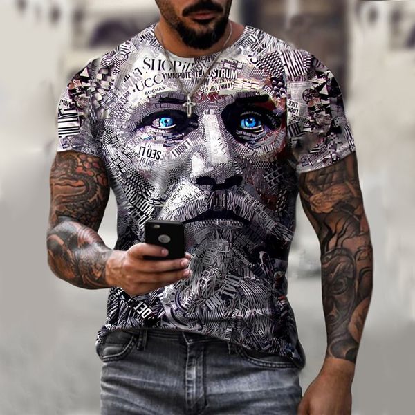 

portrait pattern mens 3d printed tshirt visual impact party shirt punk gothic round neck highquality muscle style short sleeves, White;black