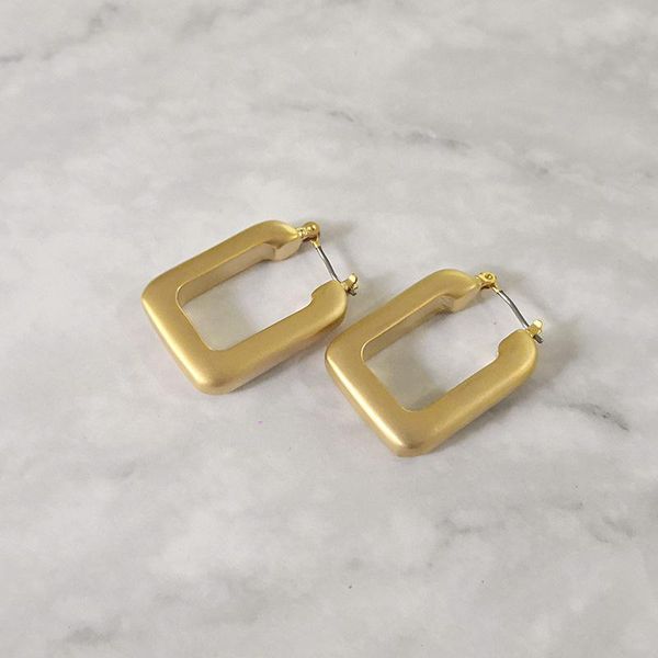 

hoop & huggie timeonly matte gold rectangular earrings for women chunky hollow out geometric earring statement jewelry modern thick hoops, Golden;silver