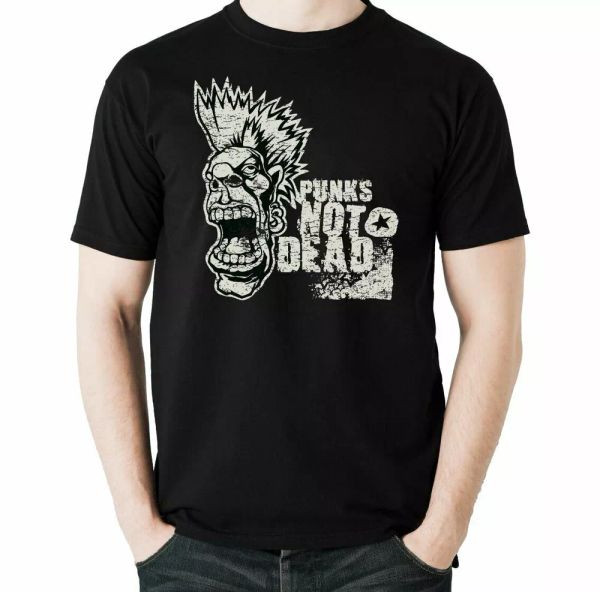 

punk's not dead t-shirt mens punk pistols the clash biker green day, White;black