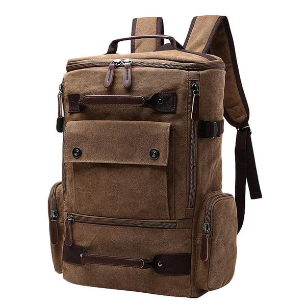 

backpack men's vintage canvas school bag travel bags large capacity lapcoffee
