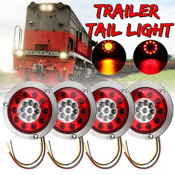 

emergency lights 2/4pcs 12v 24v car led turn signal light round rear brake lamps 19leds tail slamp for truck trailer rv caravan