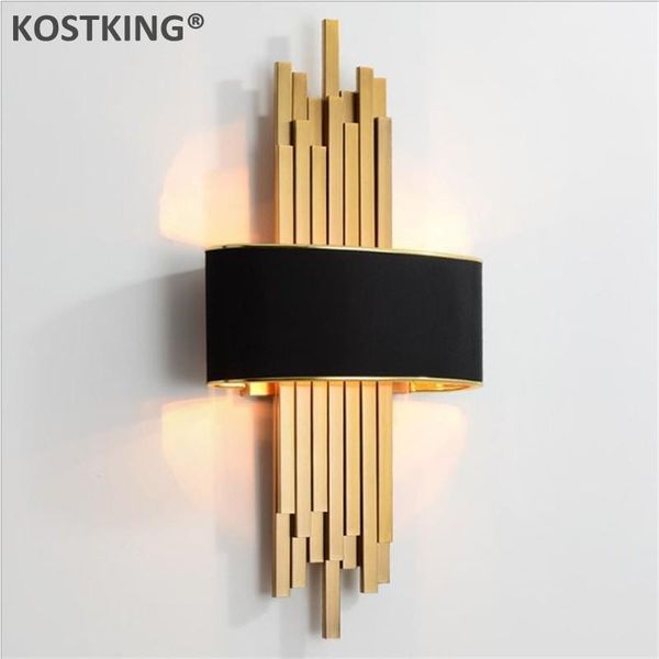 

wall lamp metal pipe living room led gold/black body bedroom light corridor sconce loft deco 90-260v nordic