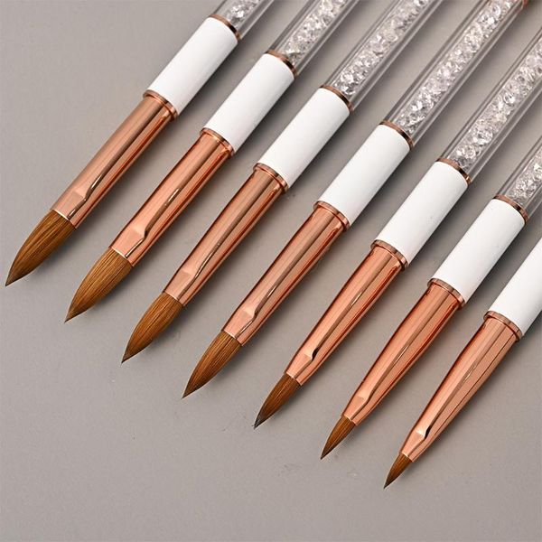 

nail brushes liner brush kolinsky sable acrylic size 2#4#6#8#10#12#14# professional white tools, Yellow