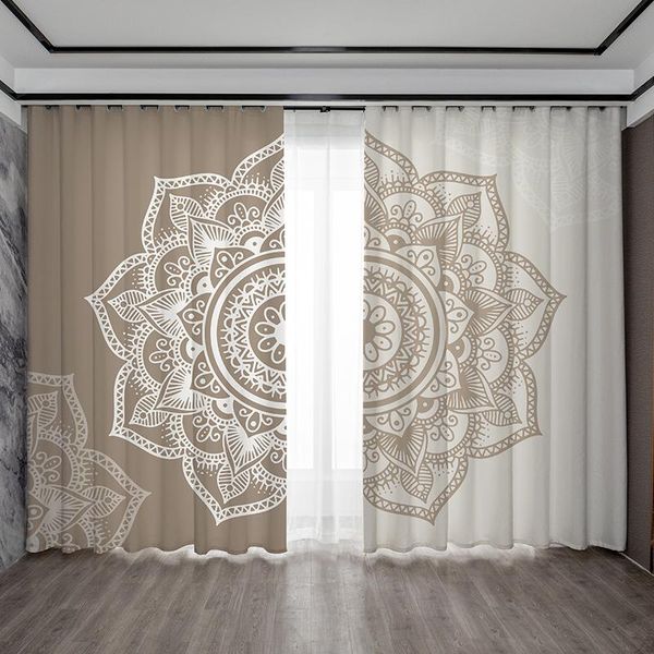

100% polyester soft equinox flower bohemia 3d high definition printing luxury curtains european living room curtain & drapes