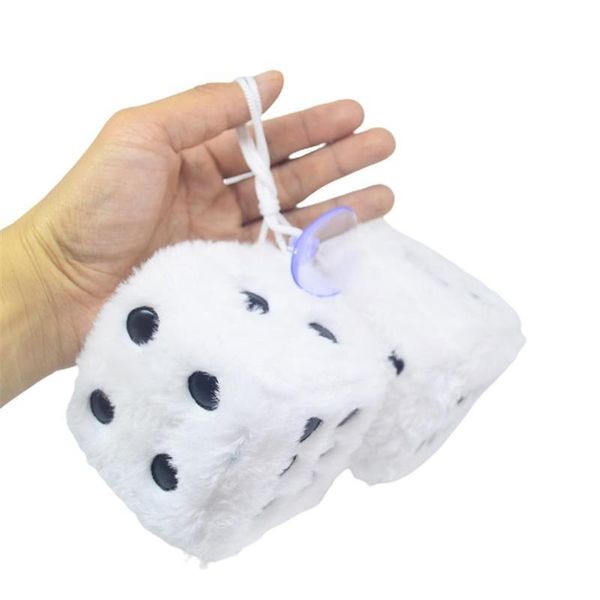 

car pendant dice plush fuzzy craps with dots suction cup automobiles rear view mirror hanging ornaments home decoration interior decorations