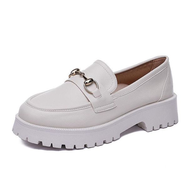 

dress shoes 2021 women loafer spring british style genuine leather ladies oxford metal buckle casual sneakers, Black