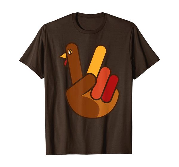 

vegetarian peace hand turkey thanksgiving t-shirt, White;black