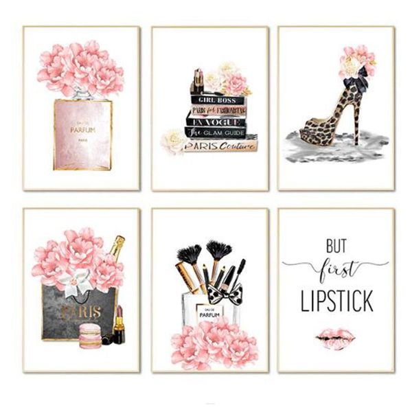 

diamond painting makeup fashion poster print perfume bag leopard shoes mosaic artwork picture beauty salon girl room de