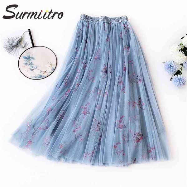 

elegant long pleated tulle skirt women spring summer korean ladies white pink high waist maxi tutu female 210421, Black
