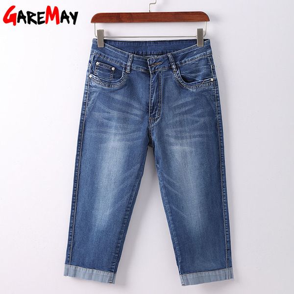 Женские летние джинсы плюс размер растягивающие коленные длины высокой талии джинсовые шорты капризы для женщин 210428