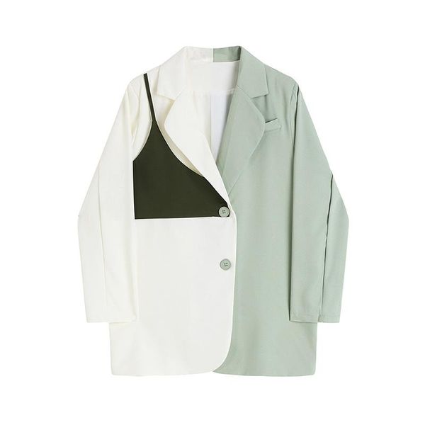 

women's suits & blazers [ewq] korea chic fake two-piece splicing suspender suit design autumn clothes contrast color blazer coat 16e428, White;black