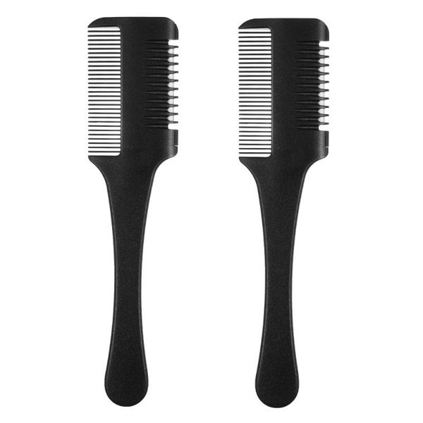 

hair brushes minkissy 2pcs cutter comb double side styling razor thinning diy (black), Silver