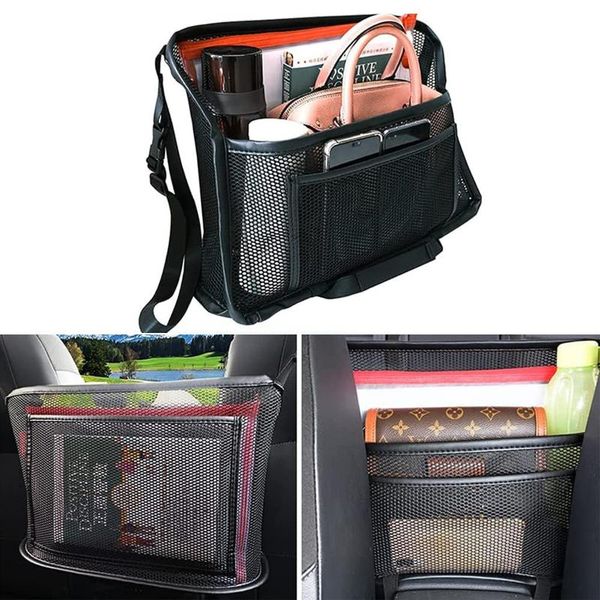 

car organizer black red mesh back seat upgrade handbag purse holder for large capacity storage net bag barrier