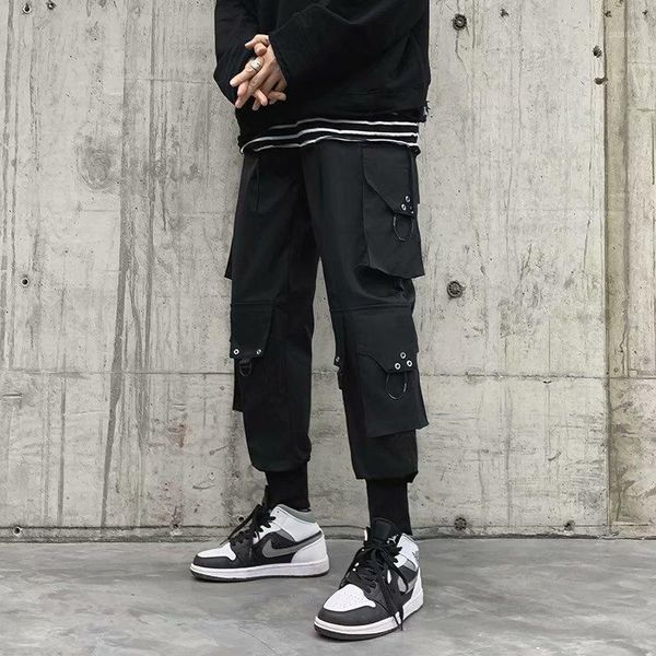 

men pants 2021 hip hop streetwear joggers casual cotton harem trousers harajuku sweatpants men's, Black